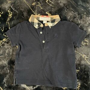 Burberry Black Polo Shirt with Tan Collar